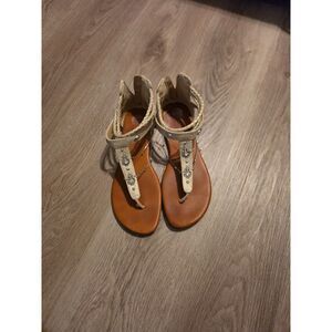 Jellypop Elvie Embellished Gladiator Sandals Tan Gold size 8.5
